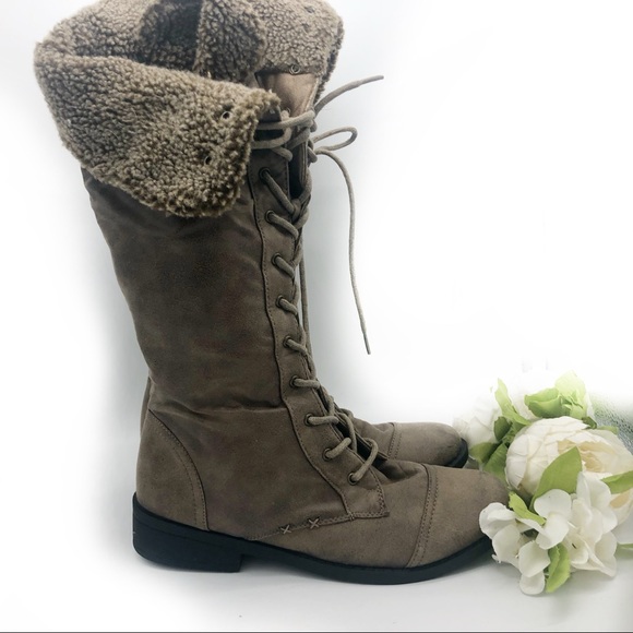 Shoes - Combat tie up Sherpa boots